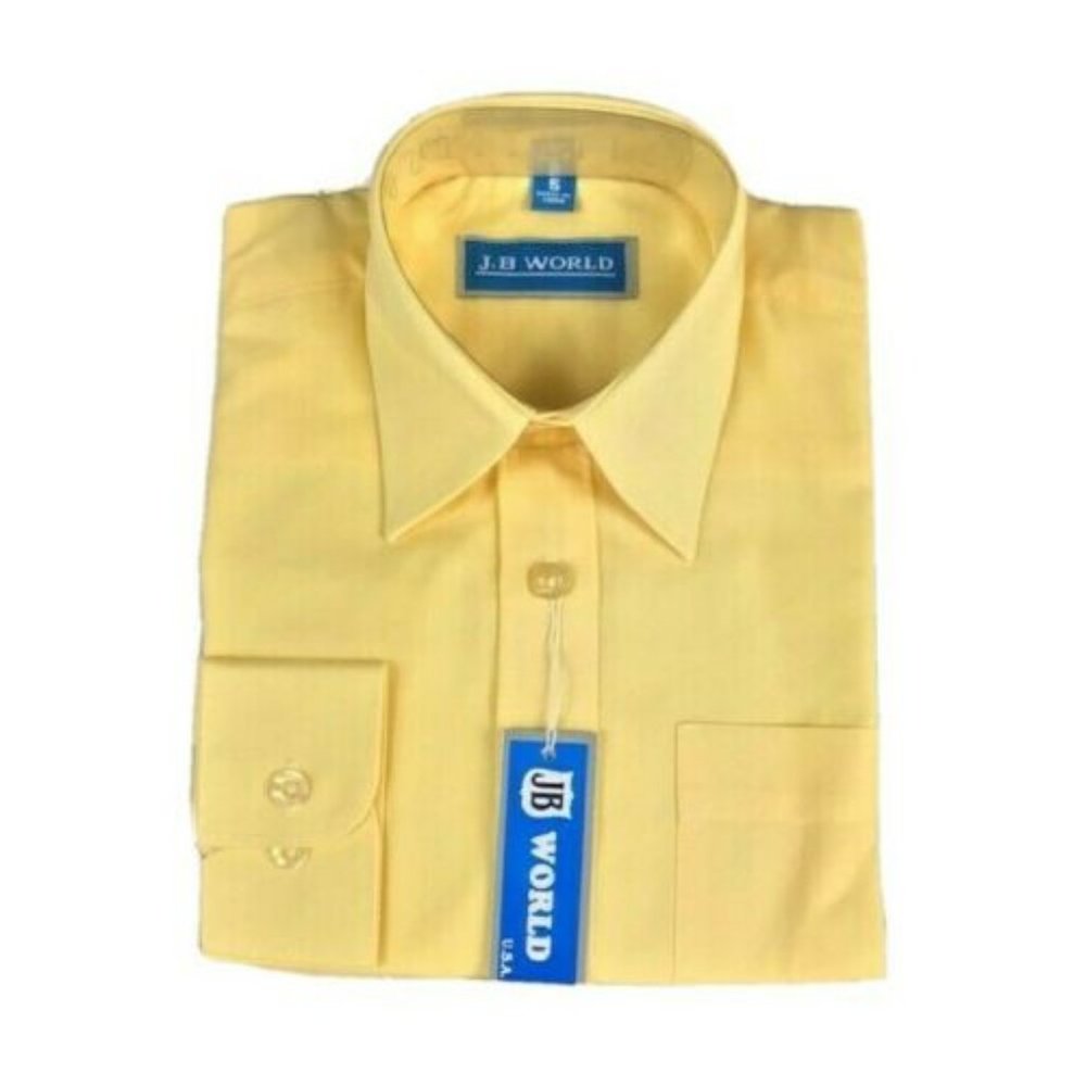 JB World Boys Yellow Dress Shirt Long Sleeves Pocket Sizes 4 - 5
